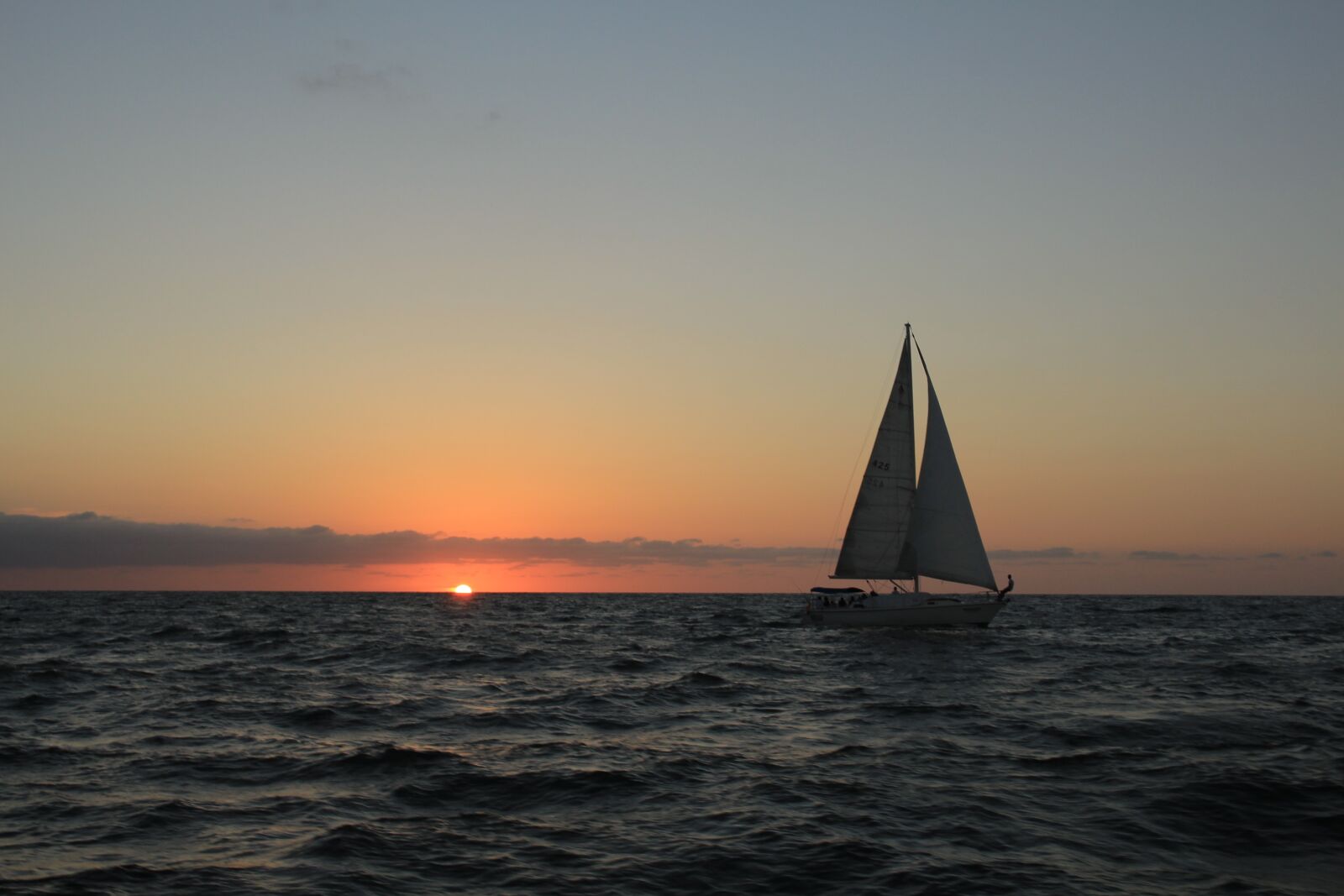 Canon EOS 700D (EOS Rebel T5i / EOS Kiss X7i) sample photo. Sunset, sailboat, ocean photography