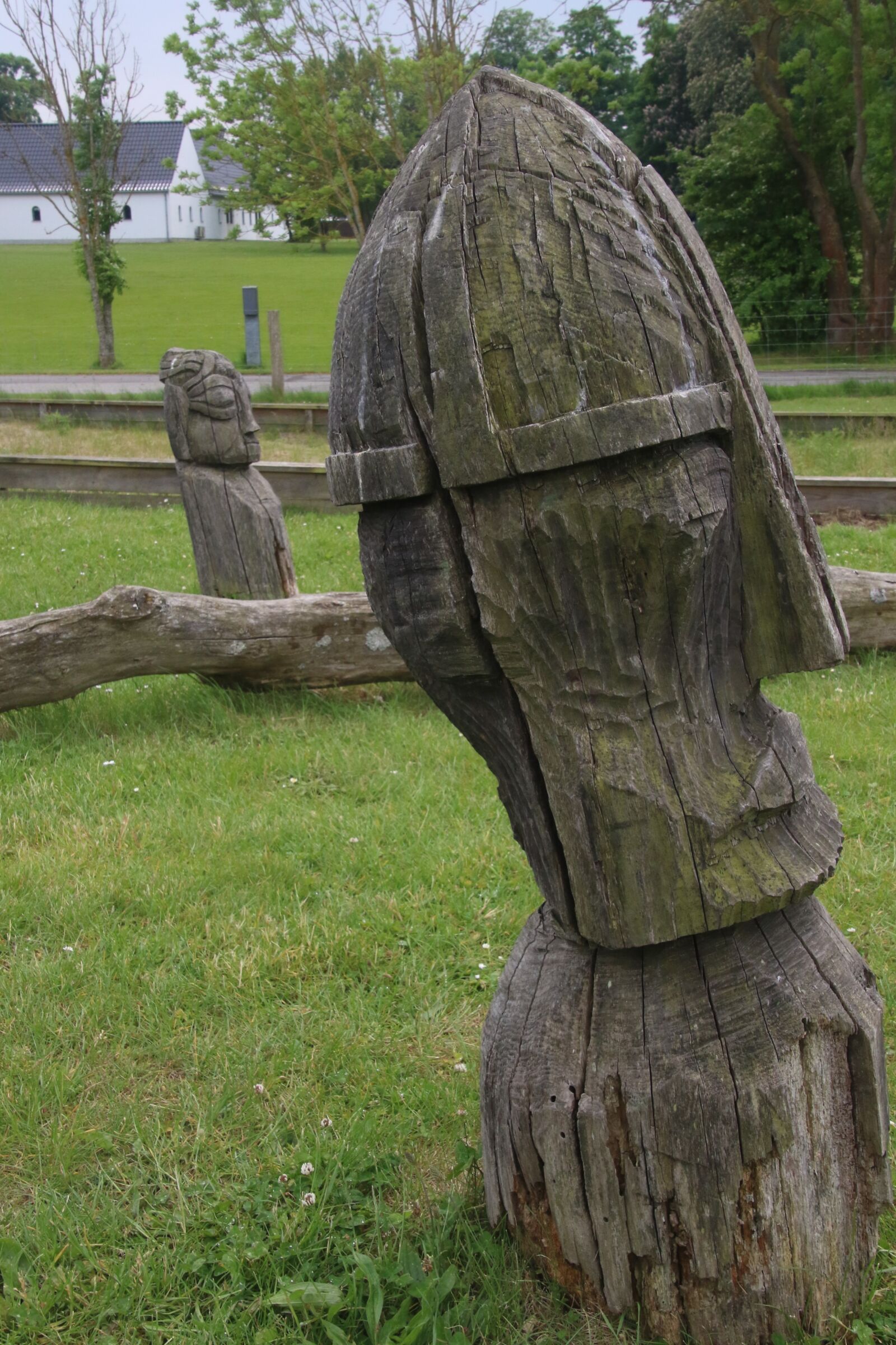 Canon EOS 7D Mark II sample photo. Carved, wood, grass, head photography