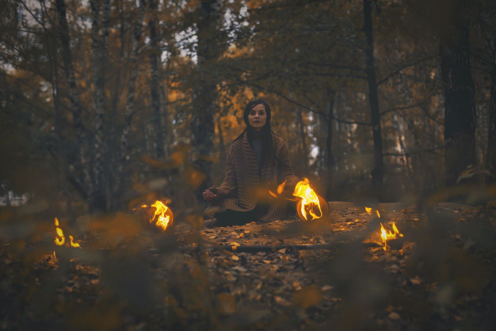 Canon EOS 6D + Canon EF 50mm F1.4 USM sample photo. Fire, autumn, shaman photography