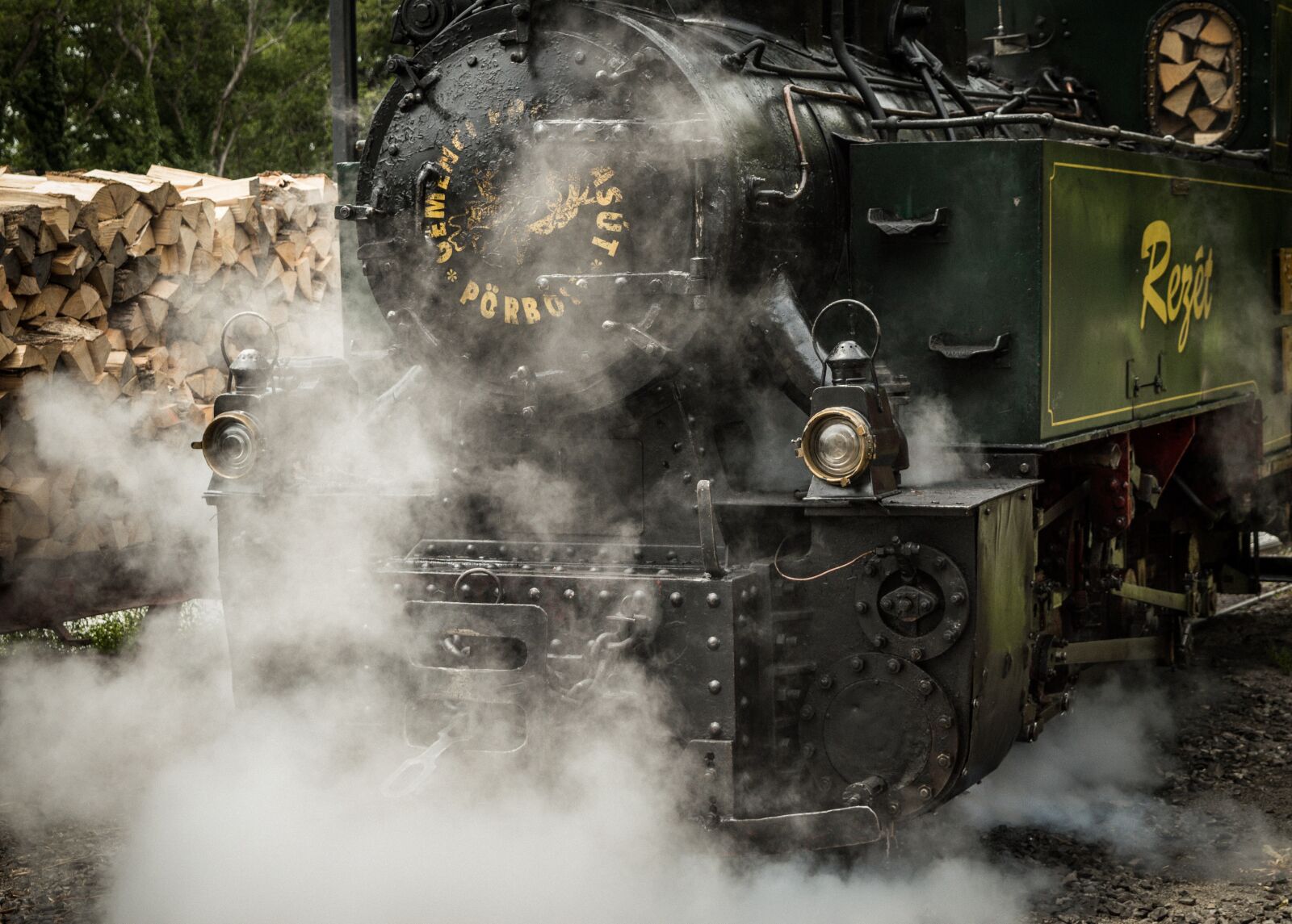 Nikon D3200 sample photo. Steam, train, logs photography