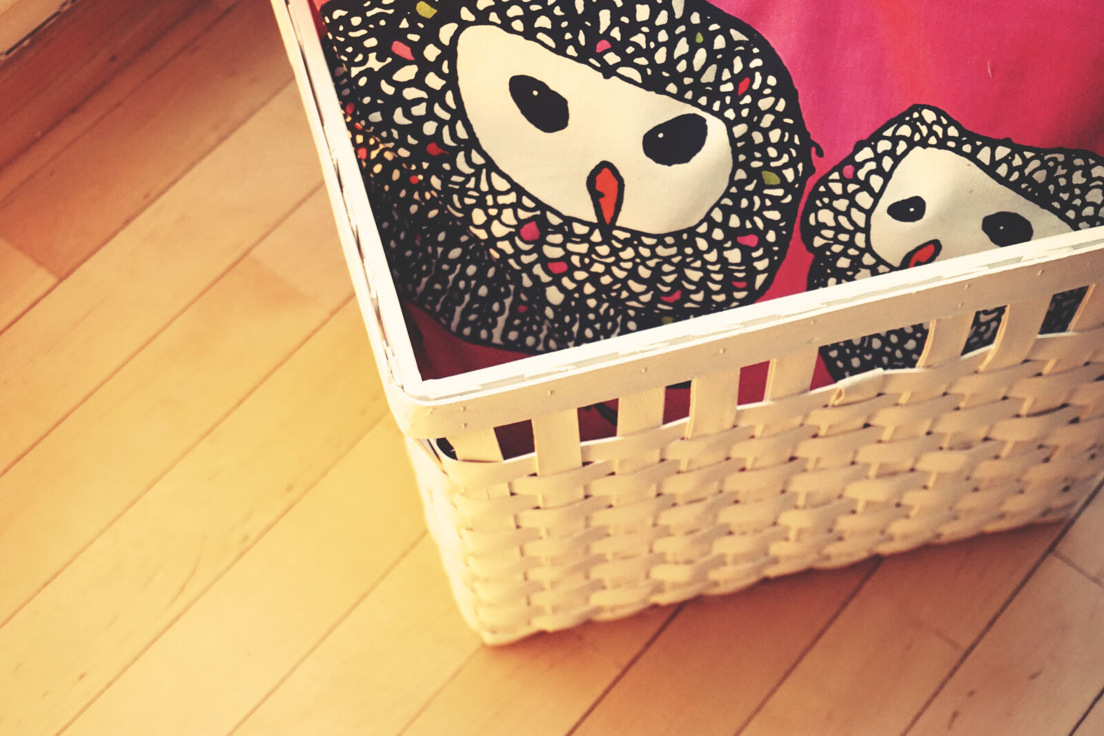 Sony a6000 sample photo. Basket, floor, owl, wood photography