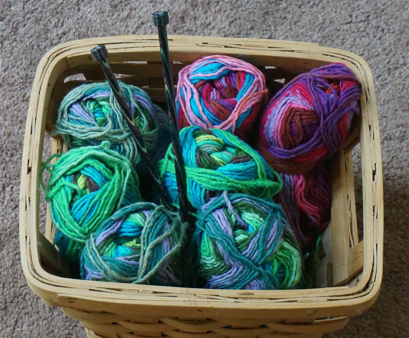Sony Alpha NEX-5T sample photo. Knitting basket, knitting, yarn photography