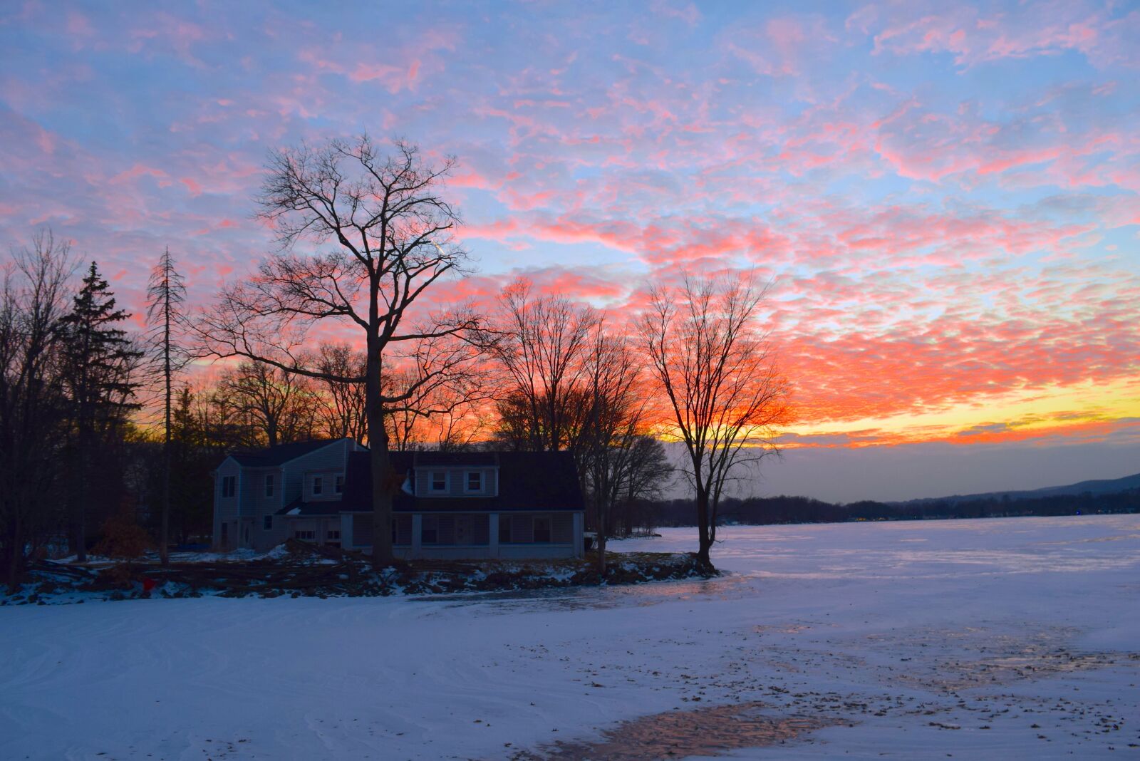 Nikon D3300 sample photo. Sunset, winter, house photography