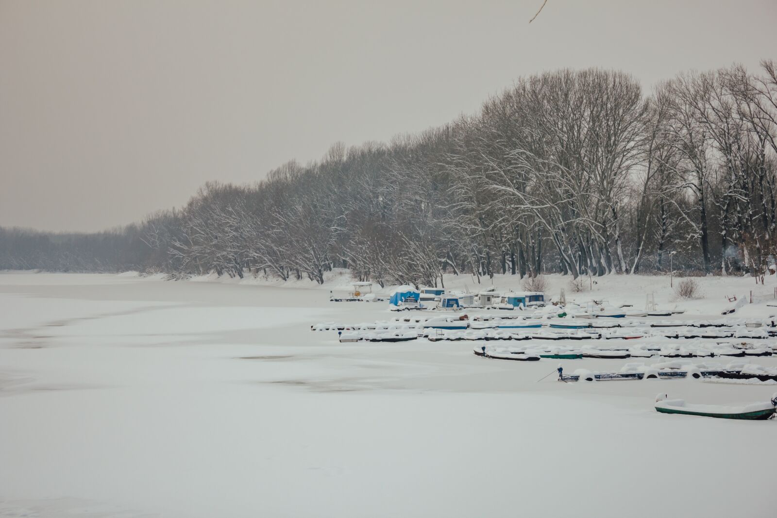 Canon EF-S 18-55mm F3.5-5.6 IS sample photo. Lake, frozen, harbor, snowy photography