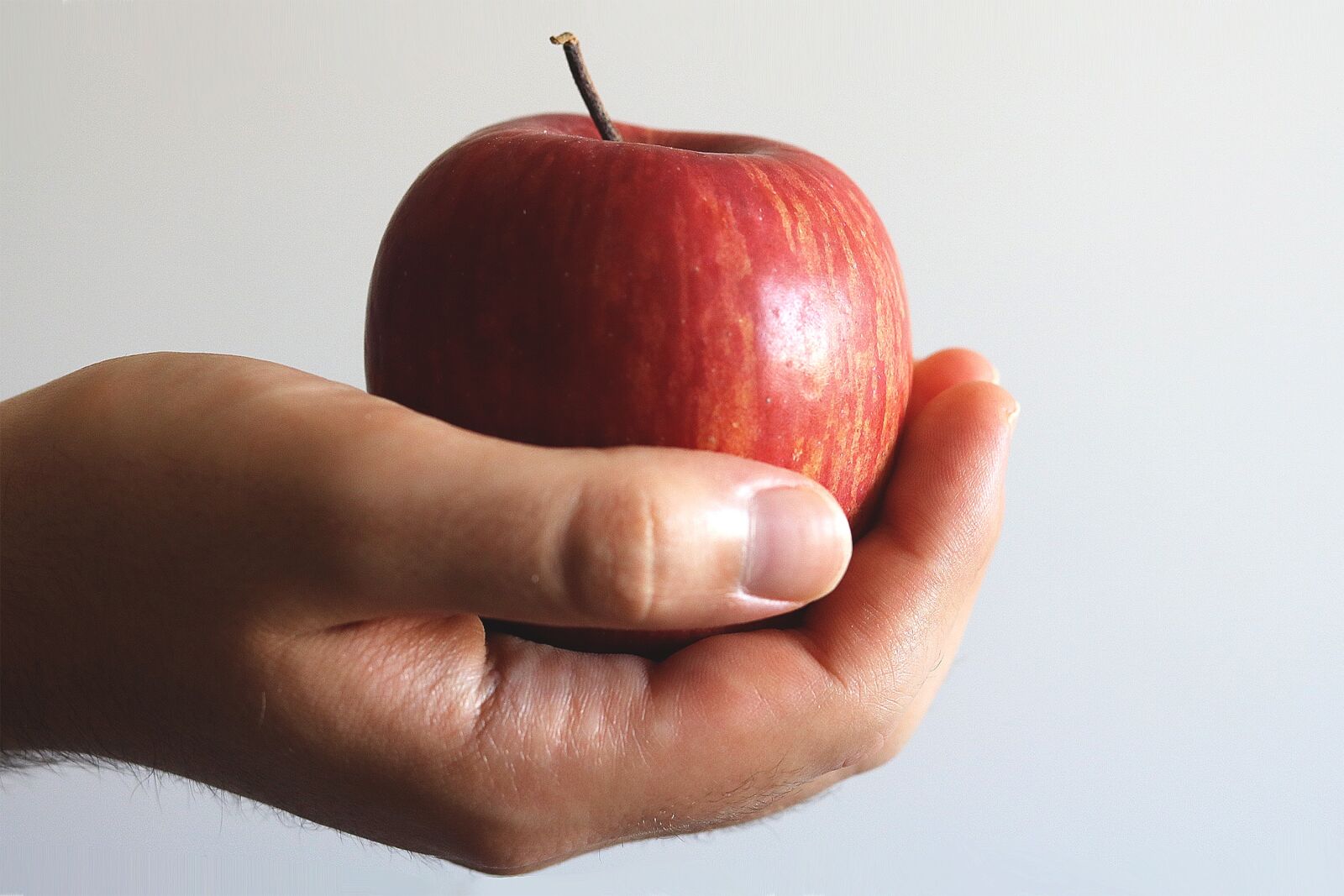 Canon EF 50mm F1.8 STM sample photo. Hand, apple, holding photography