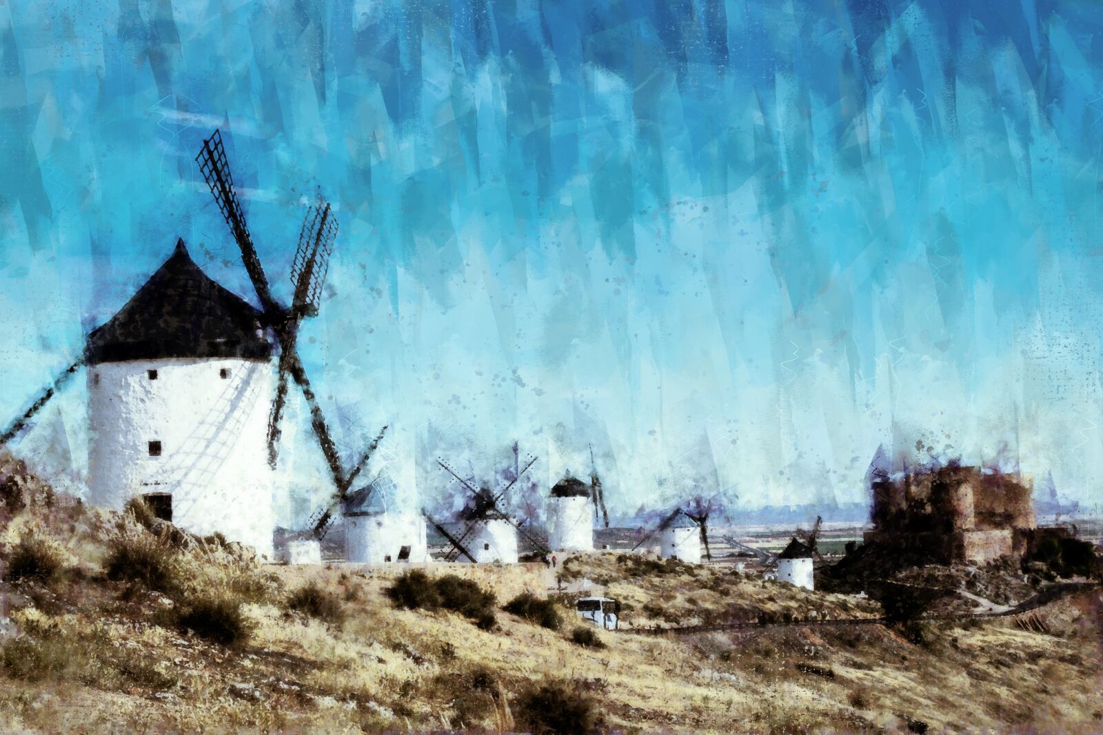 Nikon D3300 sample photo. Windmills, castle, landscape photography