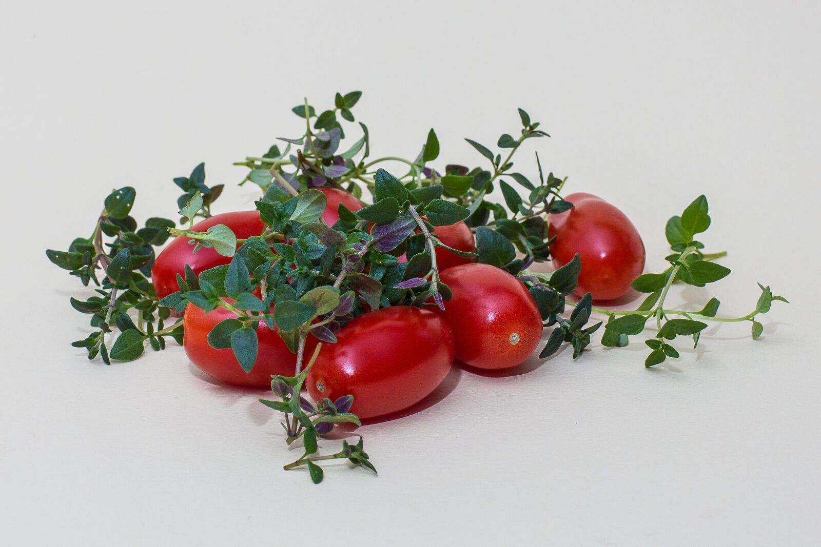 Canon EF 50mm F1.4 USM sample photo. Herbs, thyme, tomatoes photography
