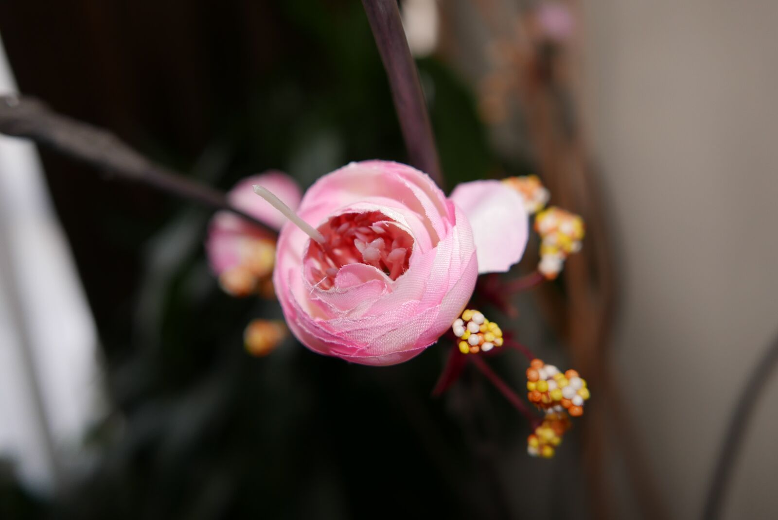 Panasonic Lumix DMC-LX100 sample photo. Artificial flower, fabric, bokeh photography