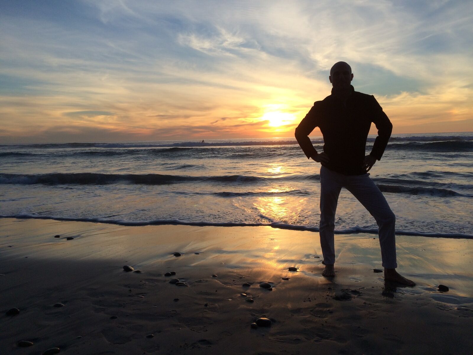 Apple iPhone 5s sample photo. Man, sunset, beach photography