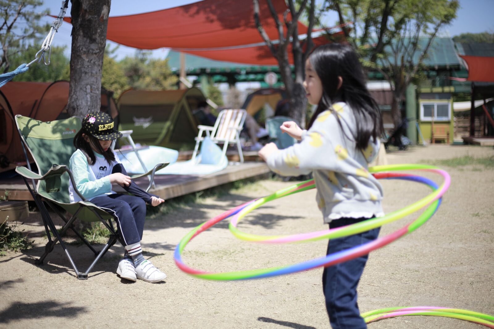Canon EOS 5D Mark II sample photo. Hula hoop, kids, exercise photography
