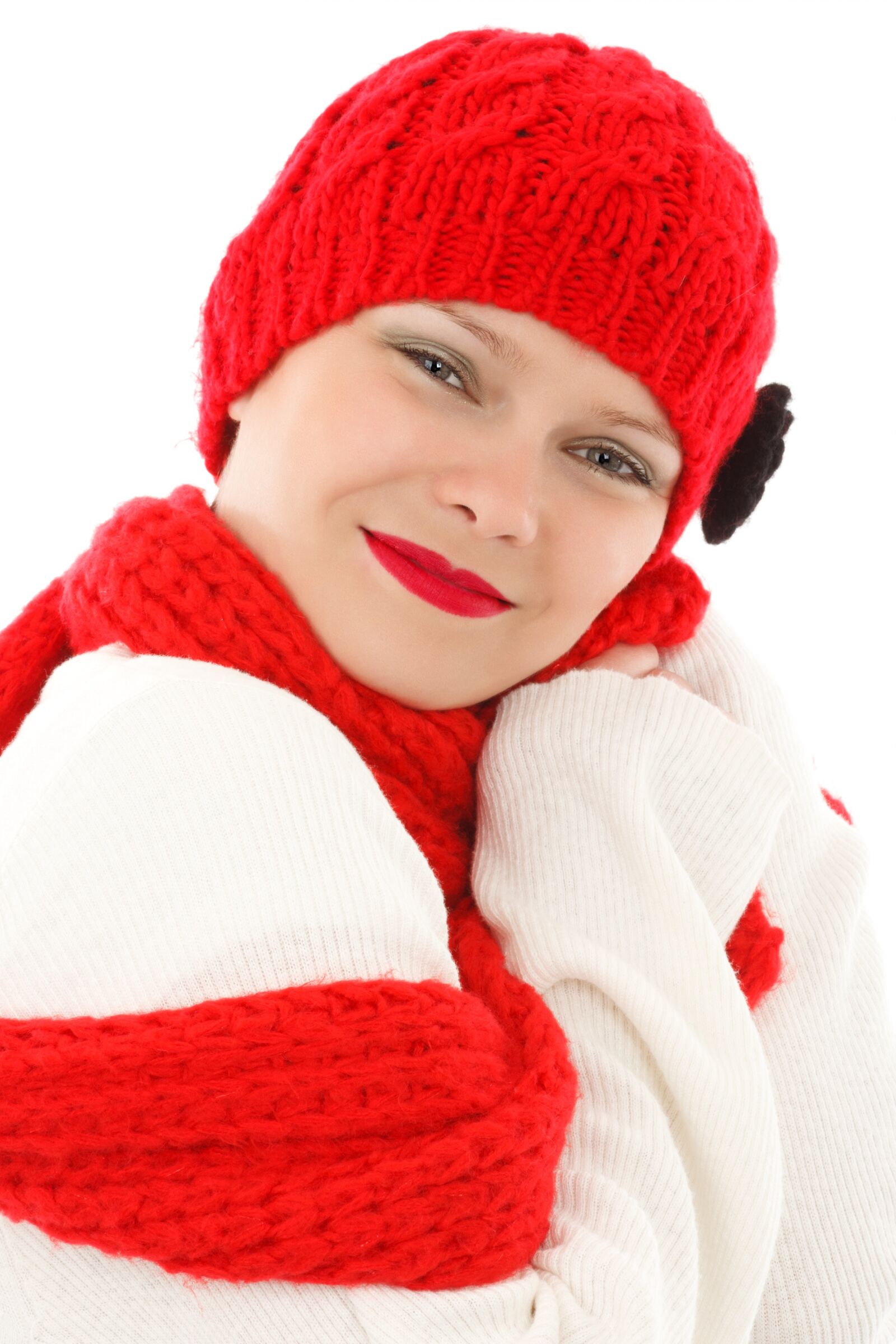 Canon EOS 5D Mark II sample photo. Woman, wearing, red, snow photography