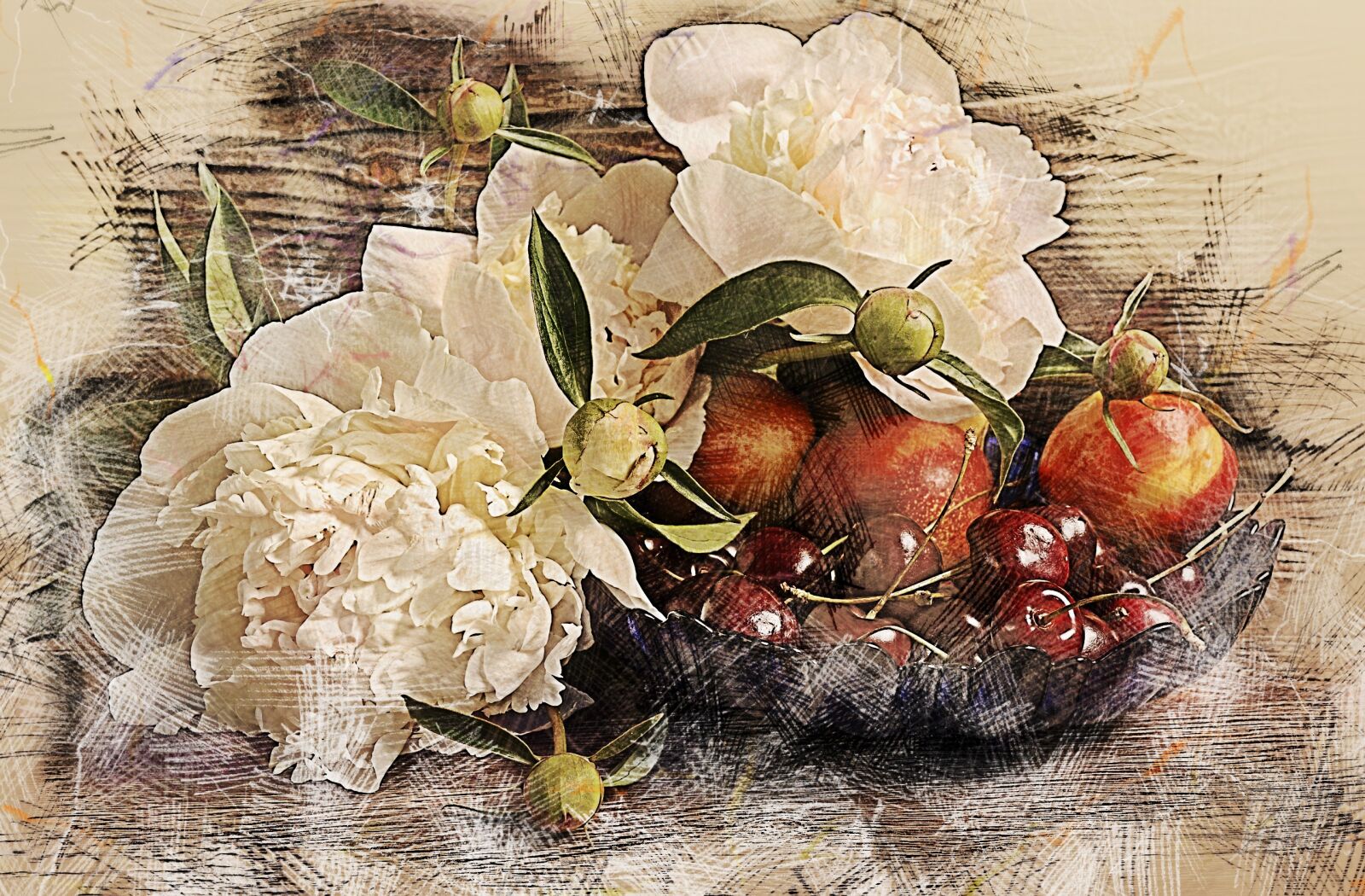 Nikon D5000 sample photo. Still life, peonies, fruits photography