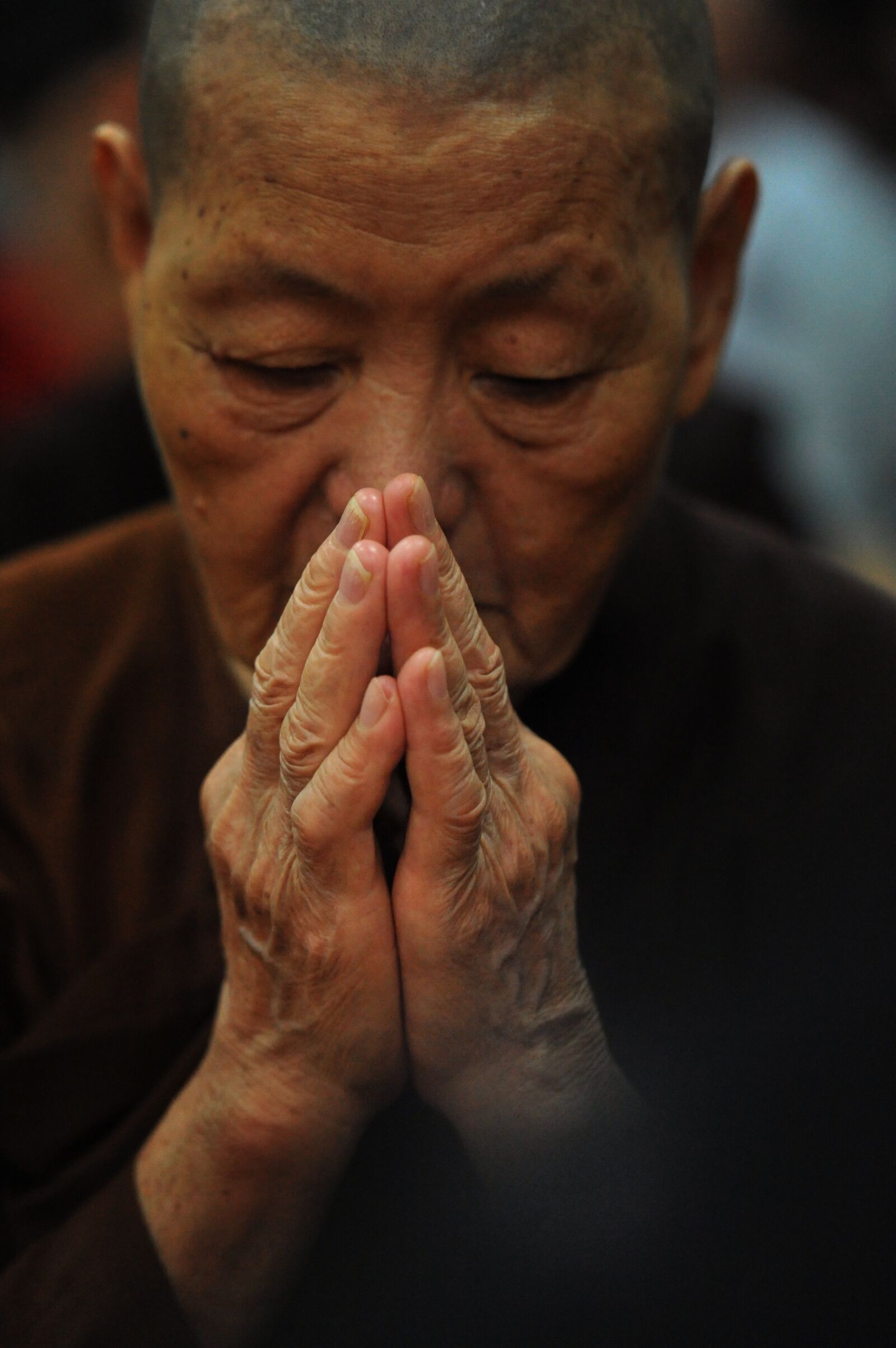 Nikon D3 sample photo. Theravada buddhism, nun, old photography