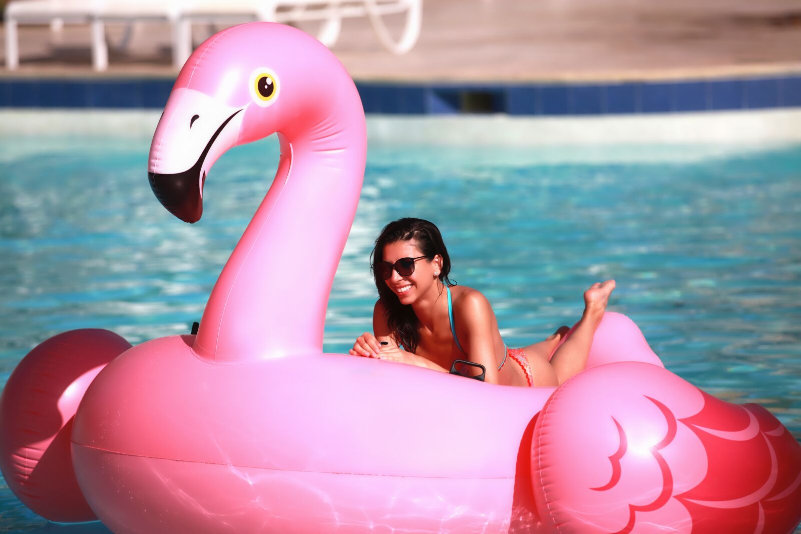 Canon EOS 5D Mark II sample photo. Flamingo, pool, sea photography