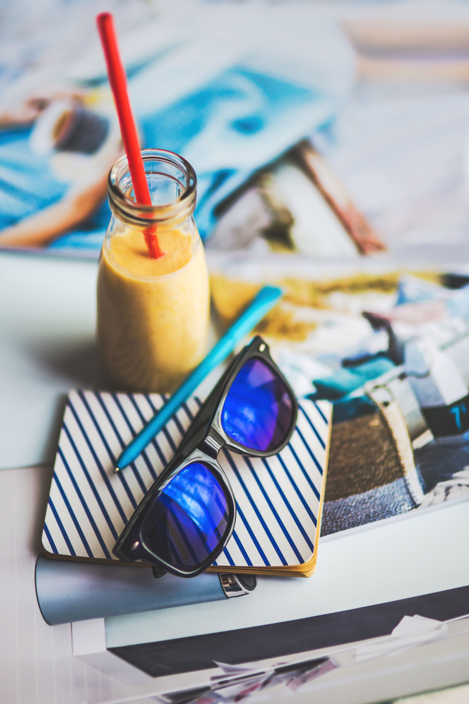 Sigma 85mm F1.4 EX DG HSM sample photo. Sunglasses, yougurt, note photography