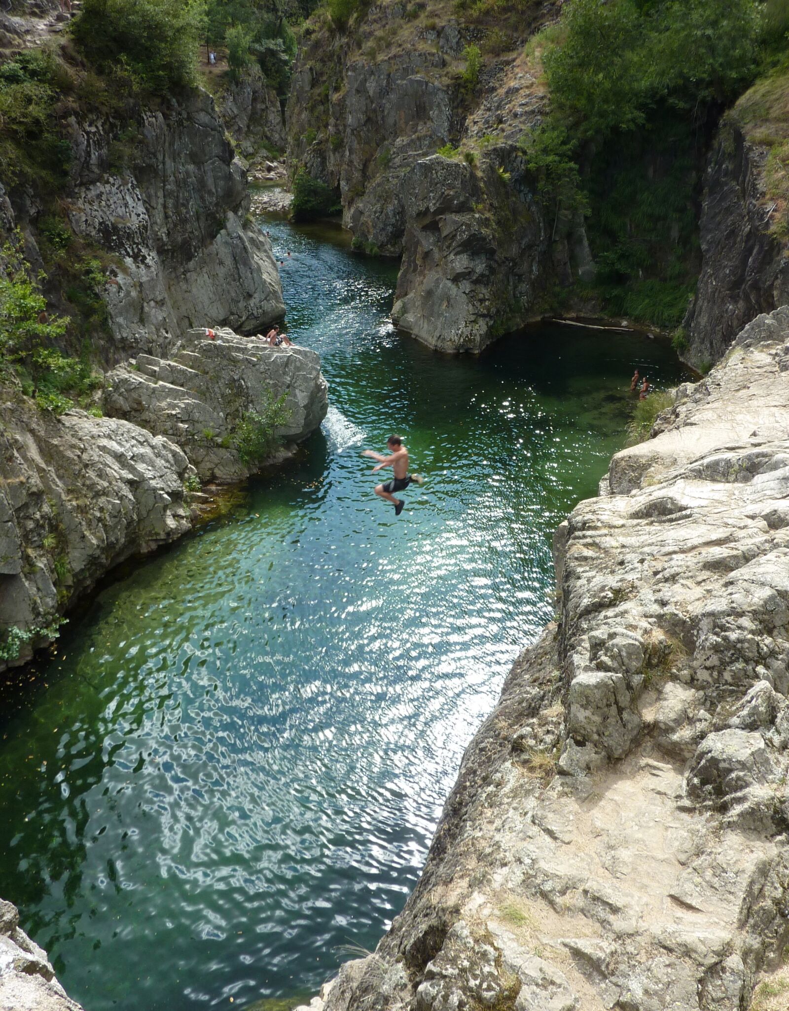 Panasonic DMC-TZ7 sample photo. Ardeche gorge, jump, diving photography
