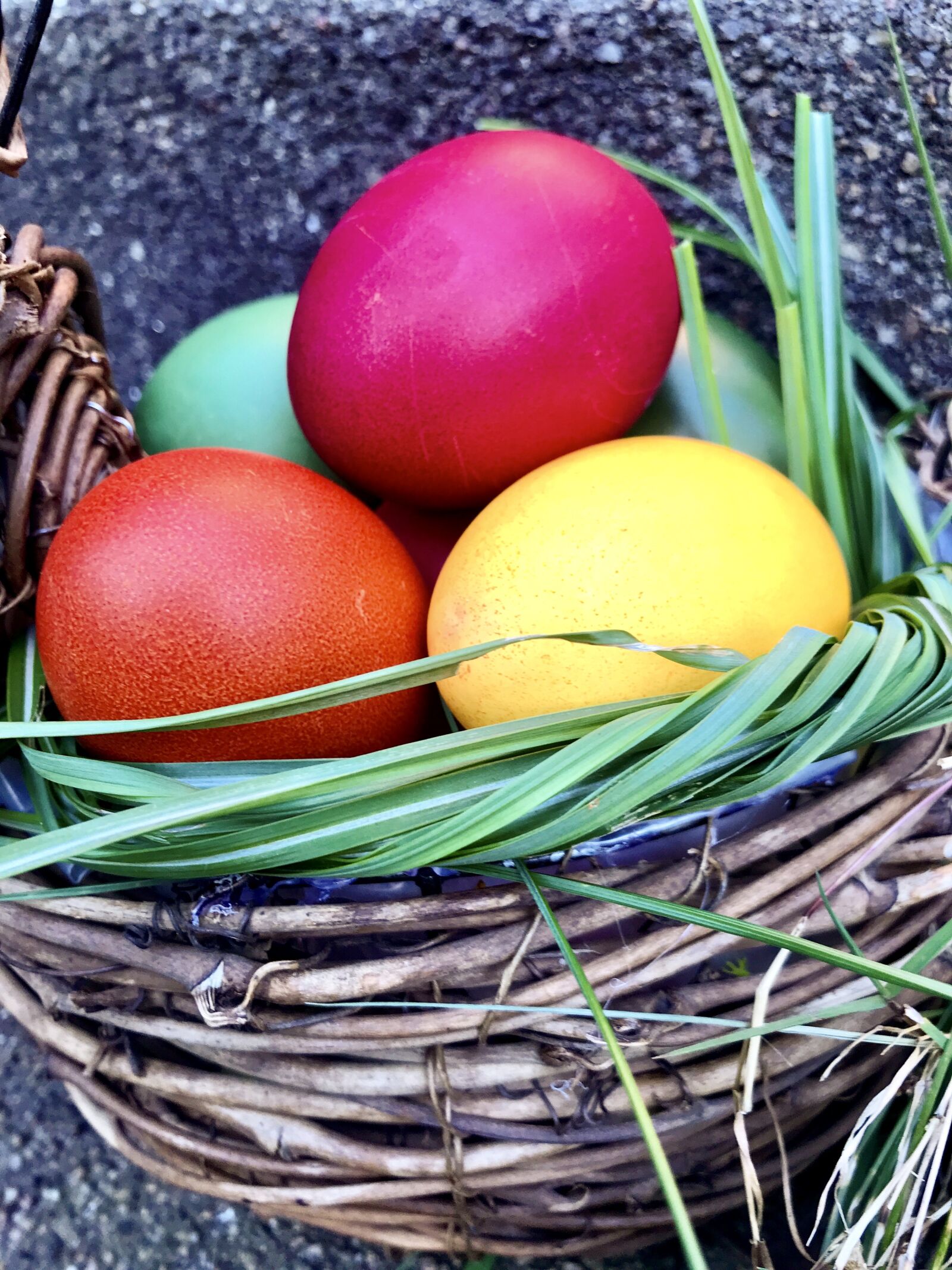 iPhone 7 back camera 3.99mm f/1.8 sample photo. Easter eggs, nest, easter photography