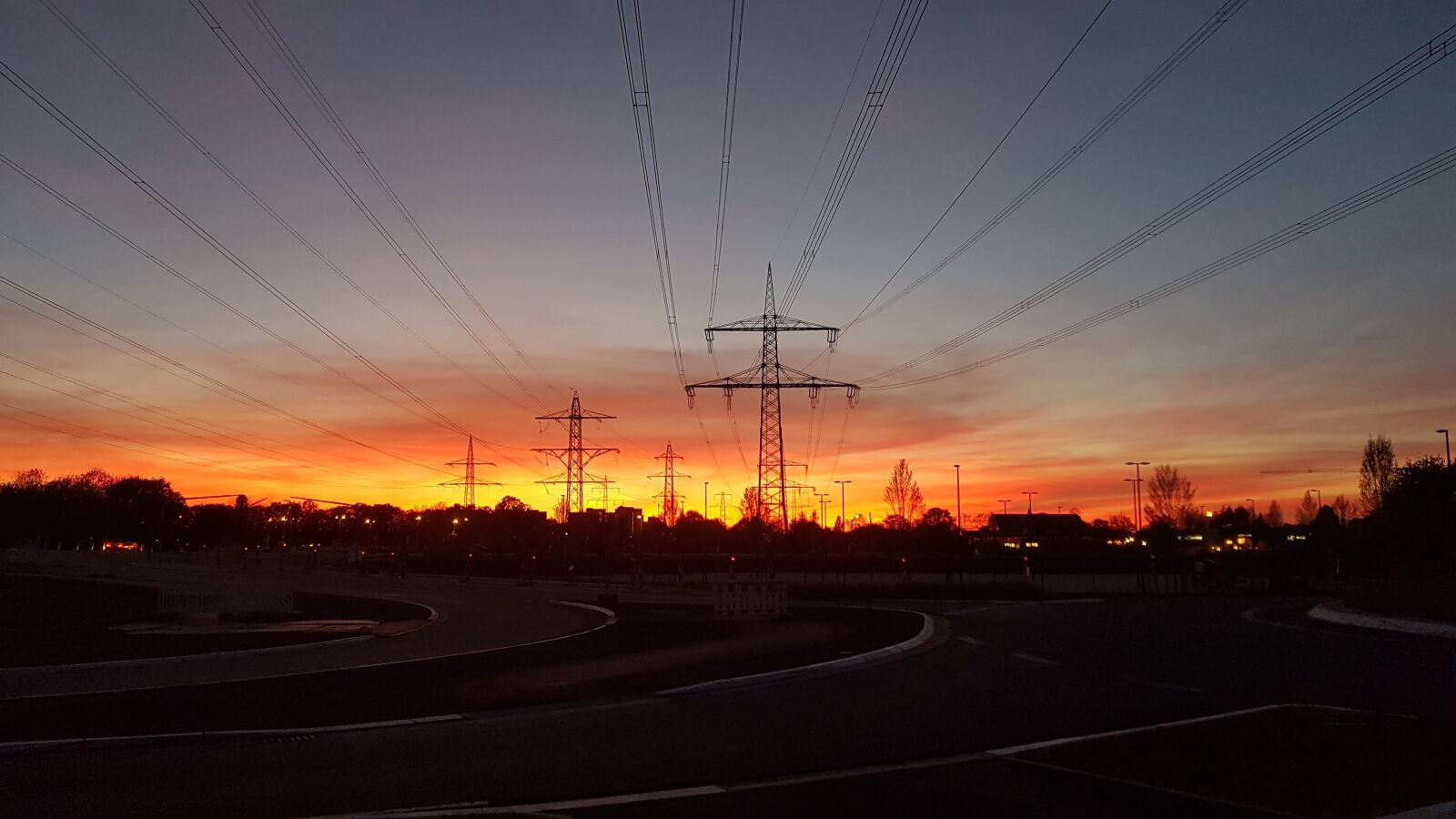 Samsung Galaxy S7 sample photo. Sunset, street, power pole photography