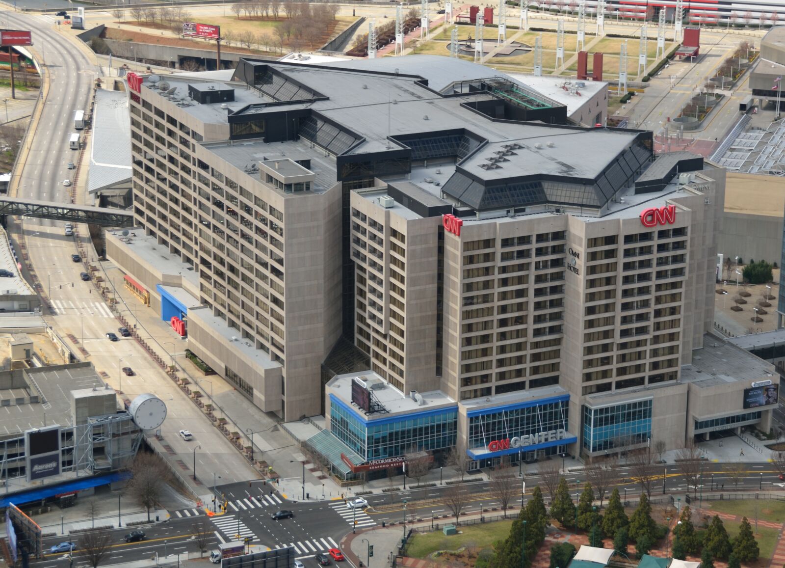 Nikon D7000 sample photo. Cnn building, news, aerial photography