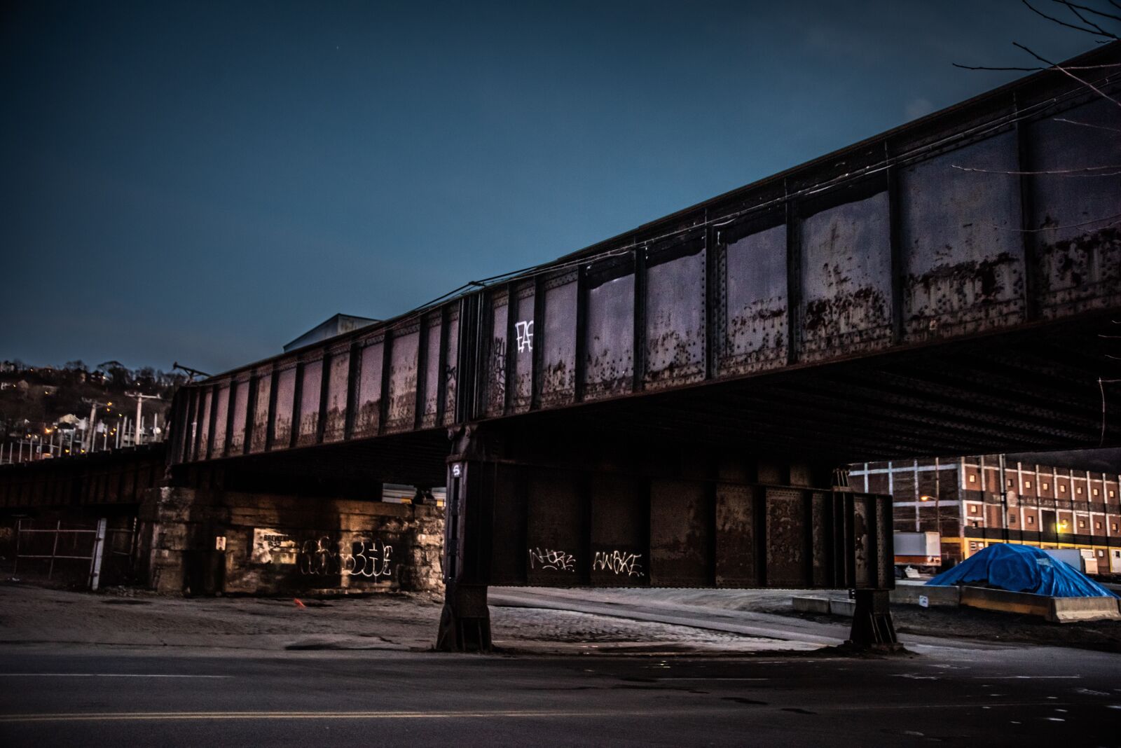 Nikon D810 sample photo. Night, bridge, steel city photography