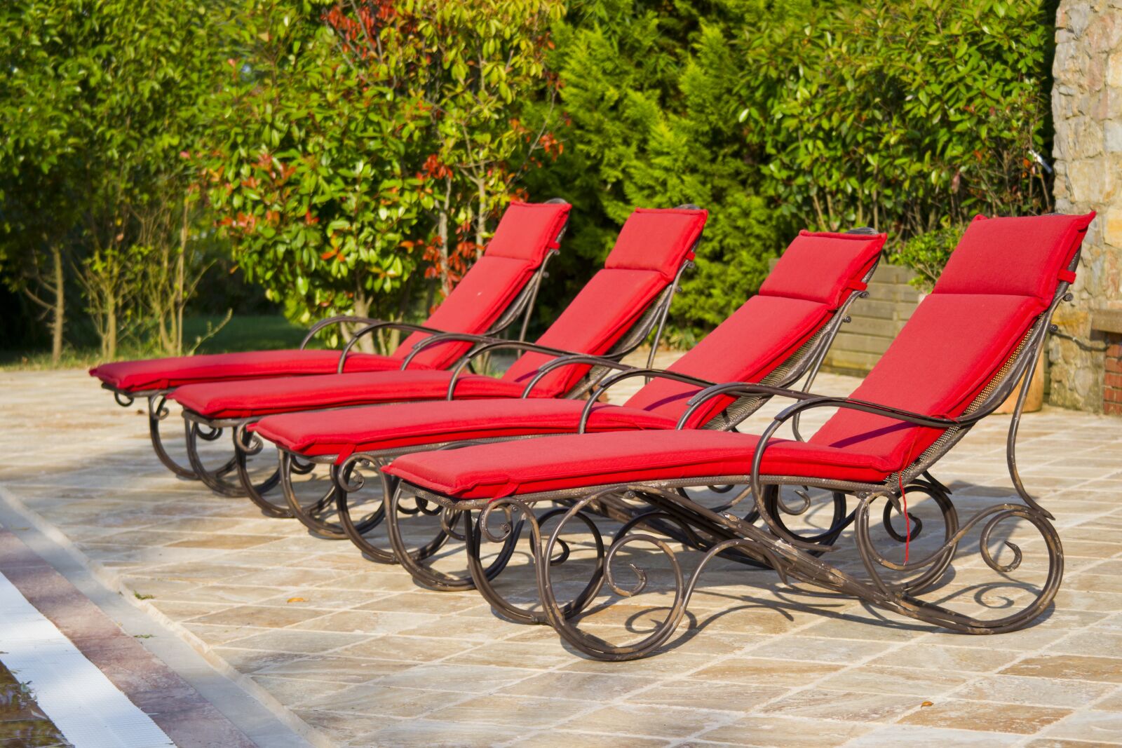 Sony Alpha DSLR-A850 sample photo. Sunbeds, pool, holiday photography