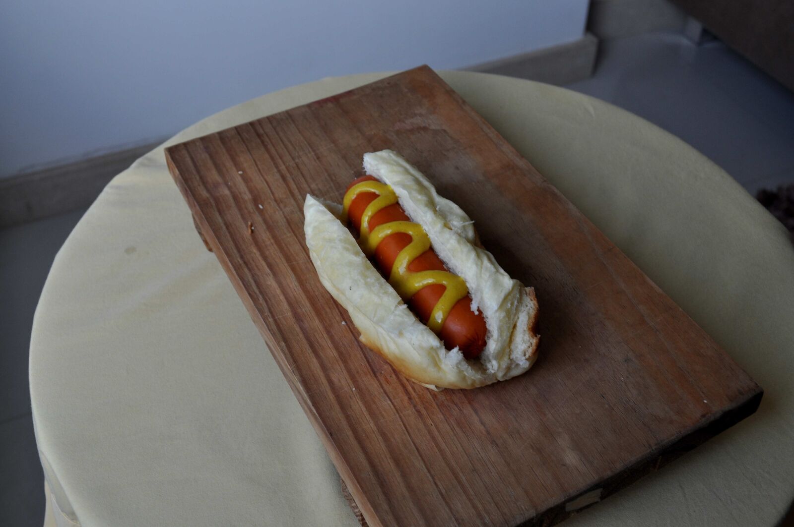 Nikon D5000 sample photo. Mustard, sausage, sandwich photography