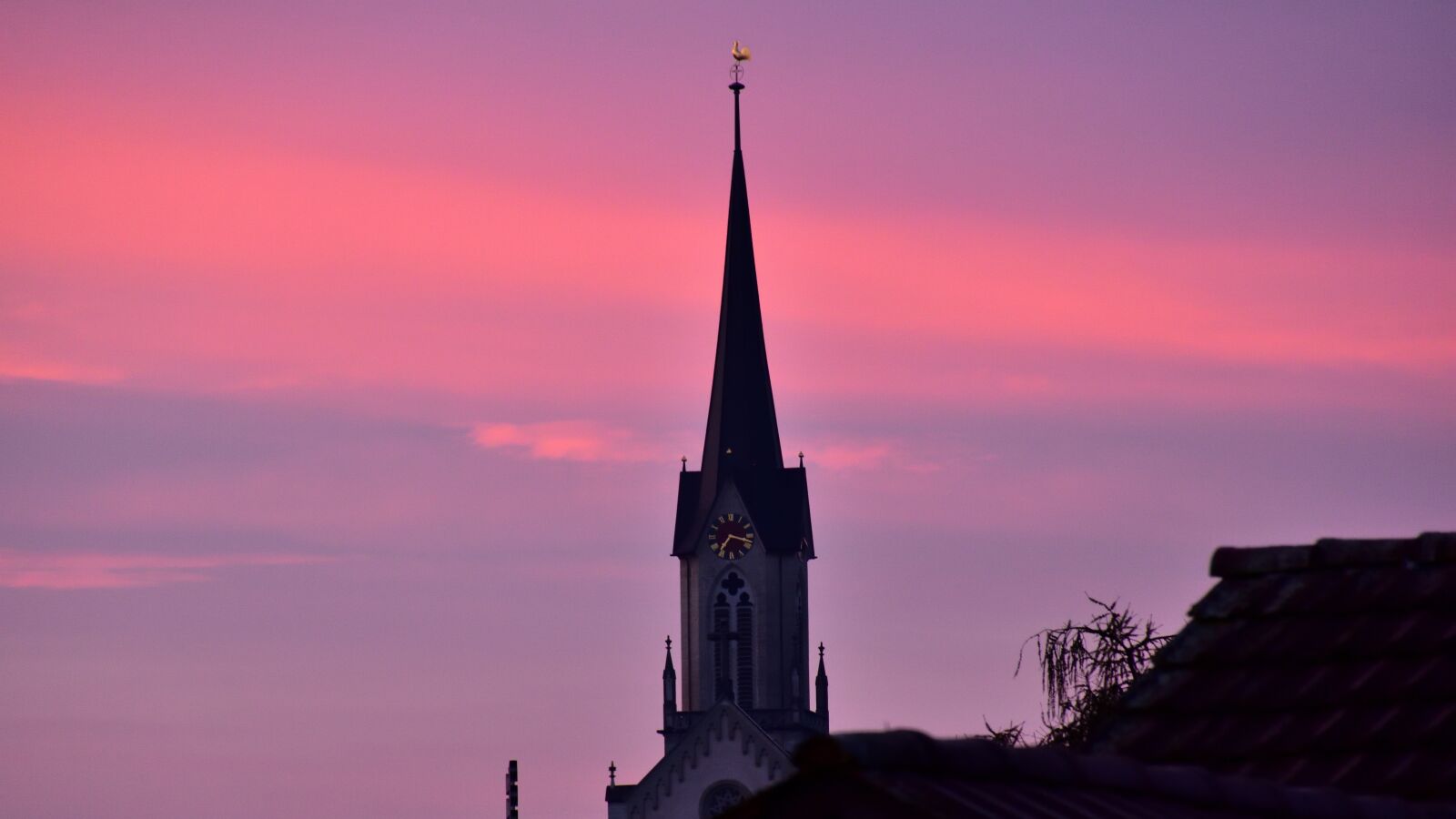 Nikon D5500 sample photo. Sunrise, steeple, morgenrot photography