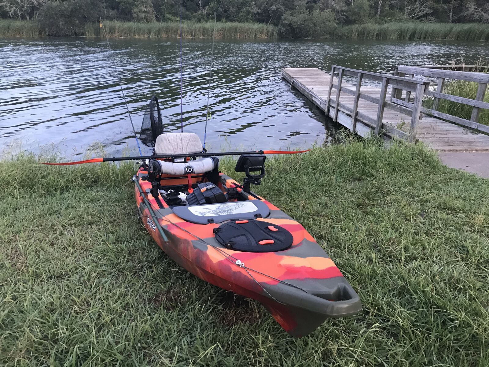 iPhone 7 back camera 3.99mm f/1.8 sample photo. Kayak, fishing, lake photography
