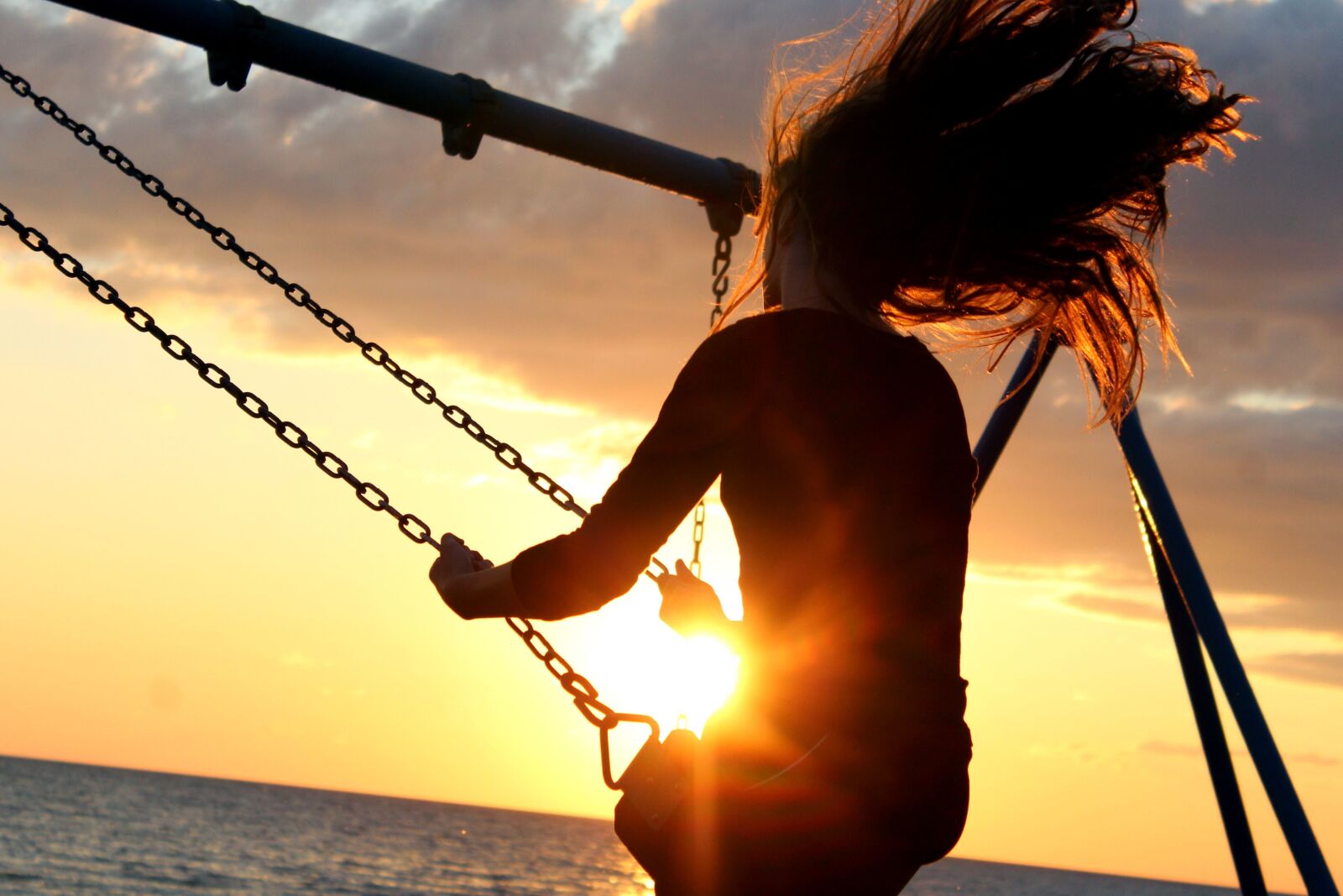 Canon EOS 1200D (EOS Rebel T5 / EOS Kiss X70 / EOS Hi) sample photo. Girl, swings, sunset photography