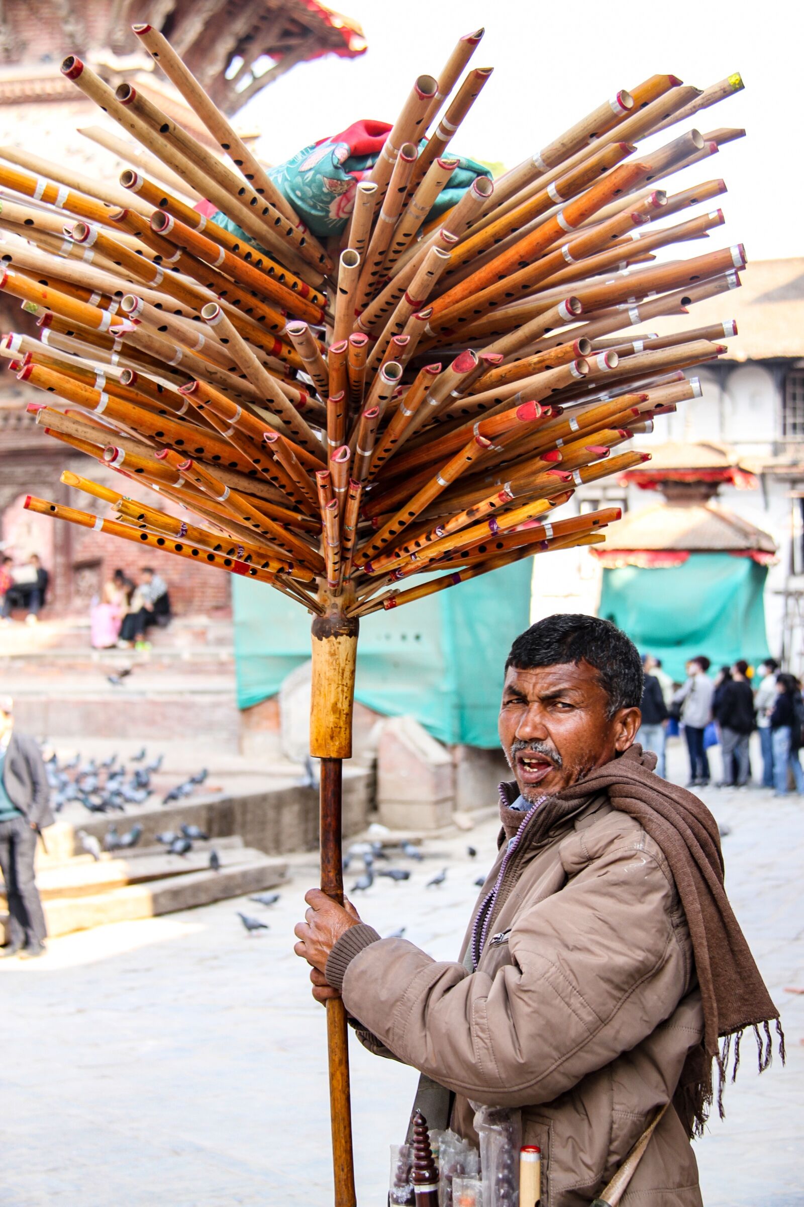 Canon EOS 7D sample photo. Kathmandu, nepal, flute seller photography