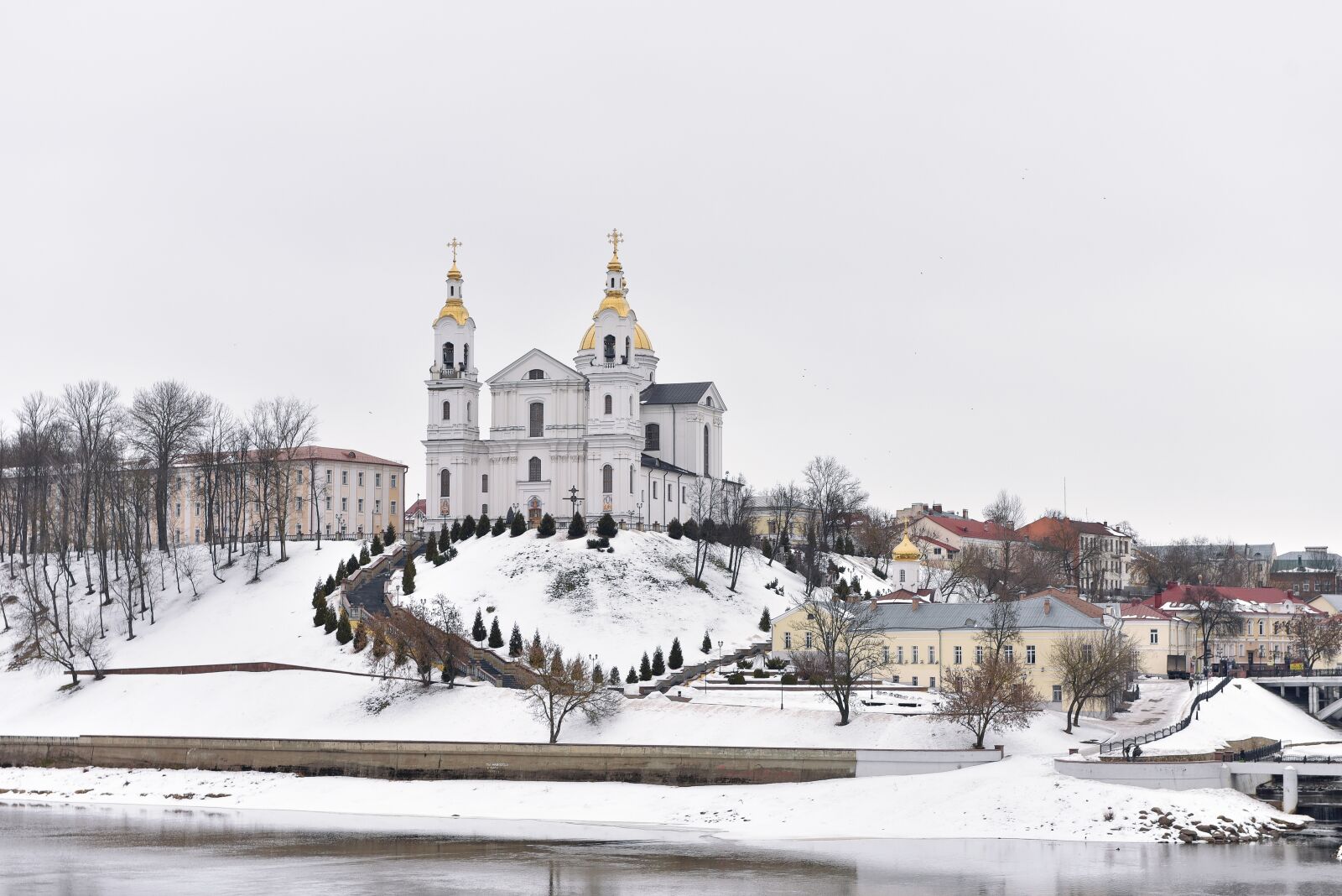 Nikon D750 sample photo. Winter, church, river photography