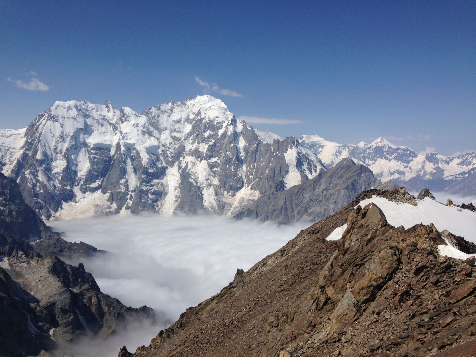 iPhone 5 back camera 4.12mm f/2.4 sample photo. Bezengi, mountains, clouds photography