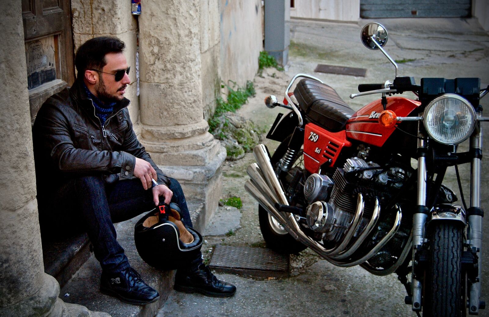 Nikon D3000 sample photo. Biker, benelli, 750 photography