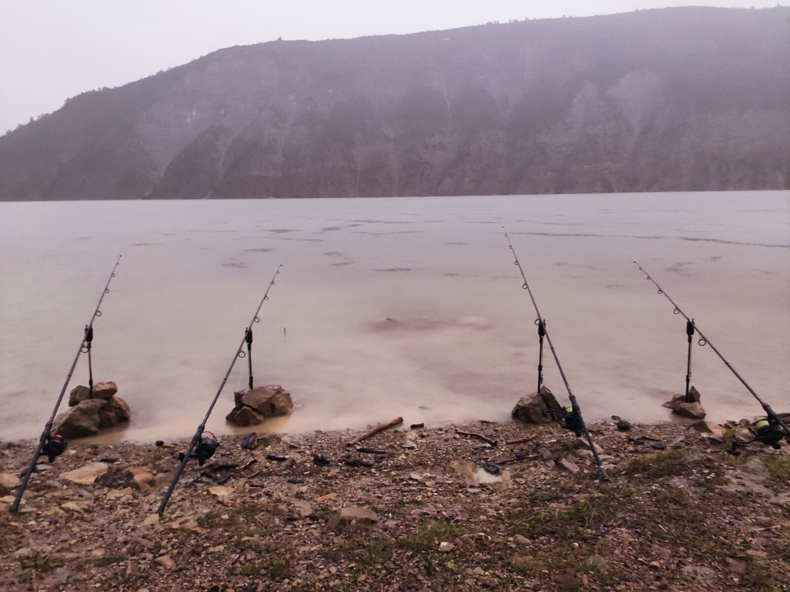 Xiaomi Mi 9T sample photo. Fishing, rain, lake photography