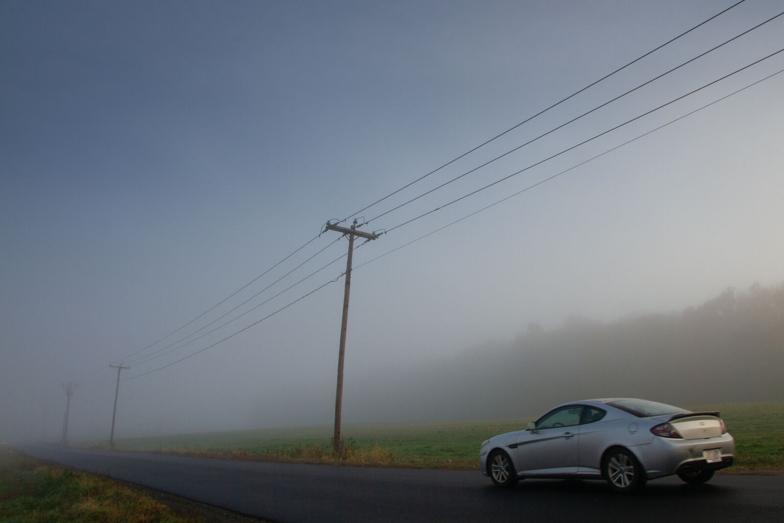 Canon EOS 7D sample photo. Countryside, power lines, car photography