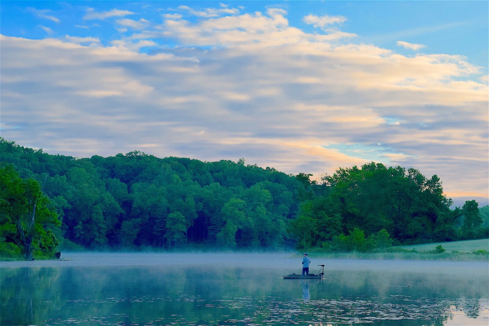 Nikon D3300 sample photo. Lake, fisherman, morning mist photography