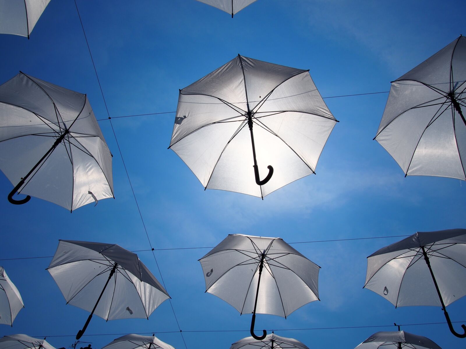 Olympus PEN E-PL6 sample photo. Umbrellas, lublin, sky photography