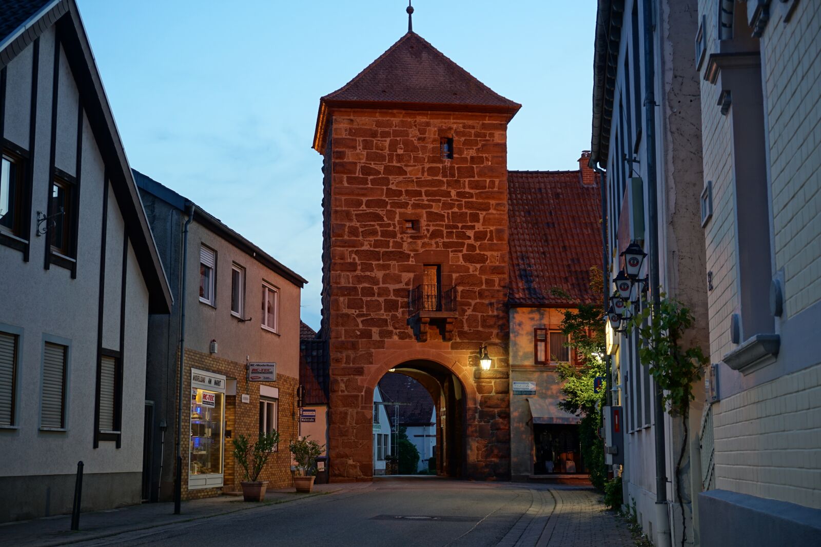 Sony a6000 sample photo. Village, tower, twilight photography