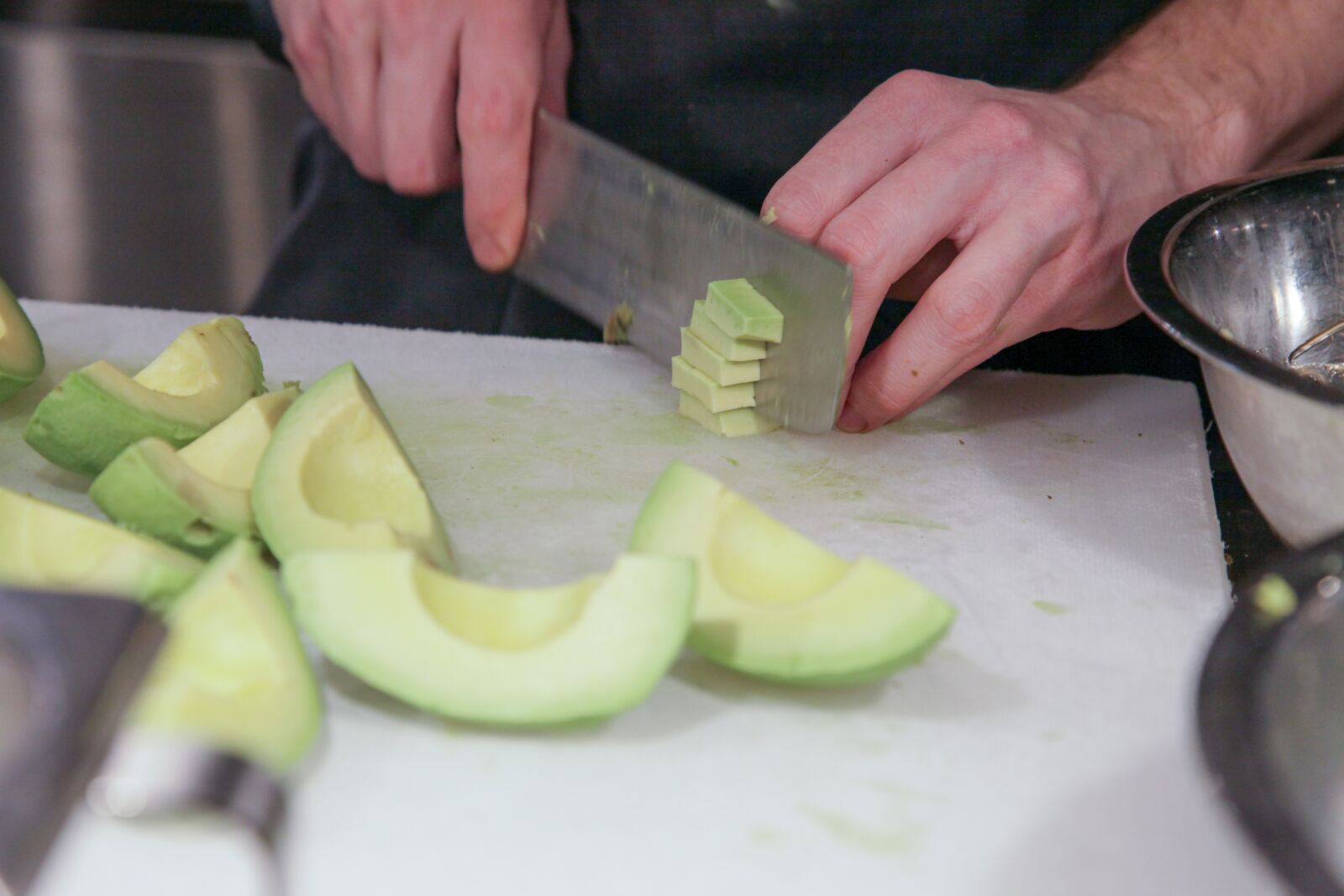 Canon EOS 5D Mark II sample photo. Avocado, chef, knife photography