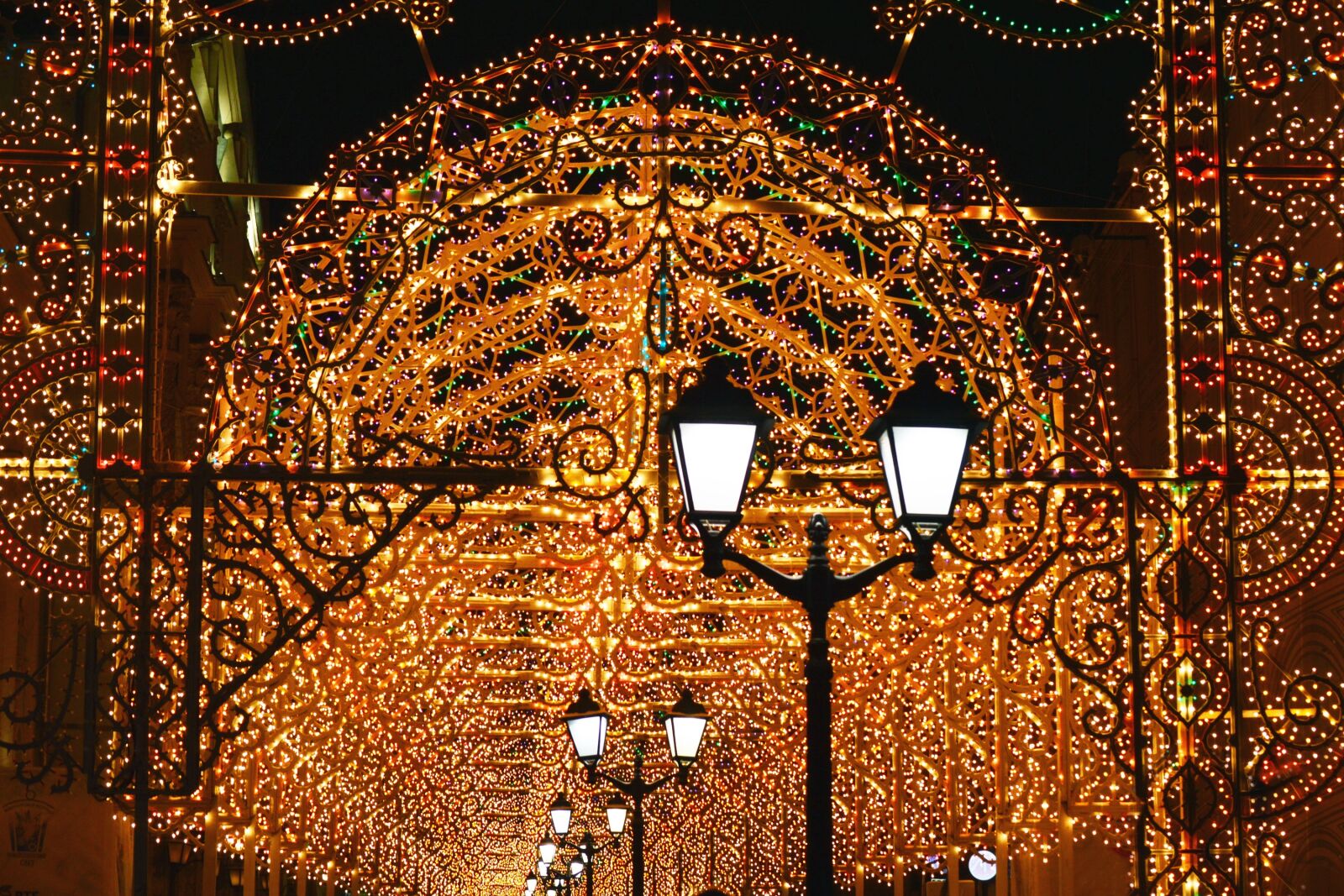 Nikon D3200 sample photo. Christmas, lights, pedestrian street photography