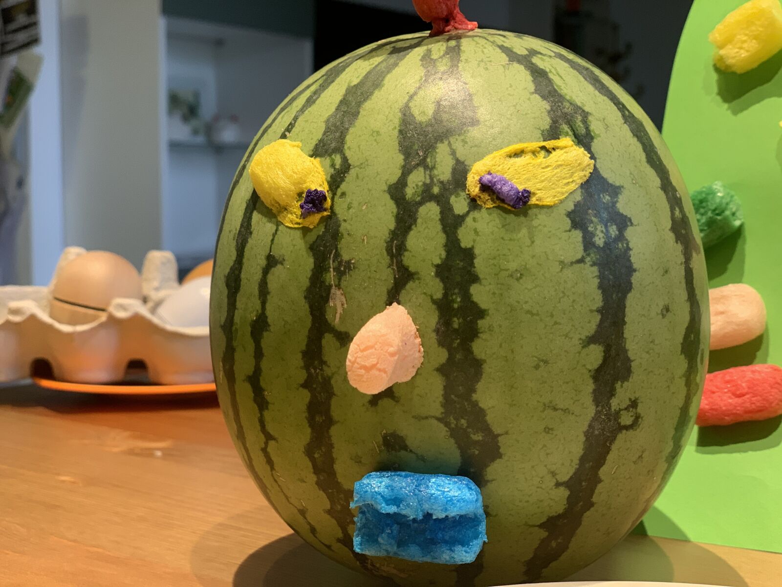 iPhone XS back dual camera 6mm f/2.4 sample photo. Funny, watermelon, face photography