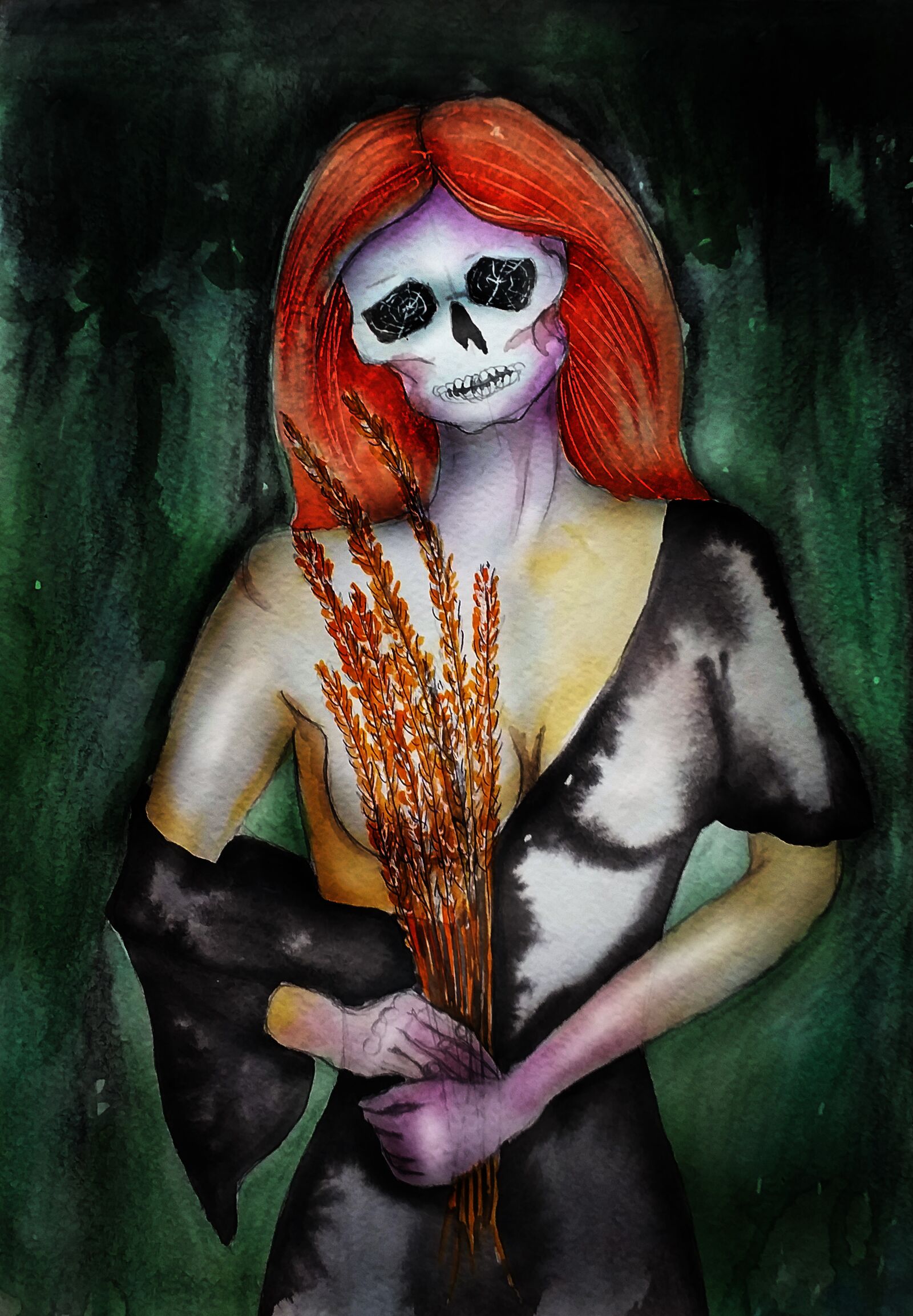 Samsung Galaxy J4+ sample photo. Death, skull, woman photography
