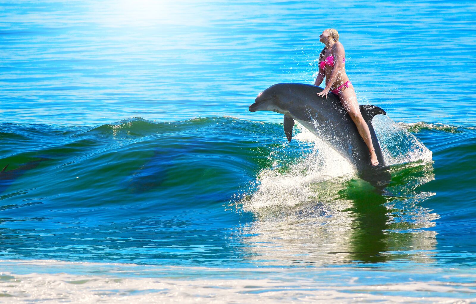 Nikon D300 sample photo. Woman, dolphin, ride photography