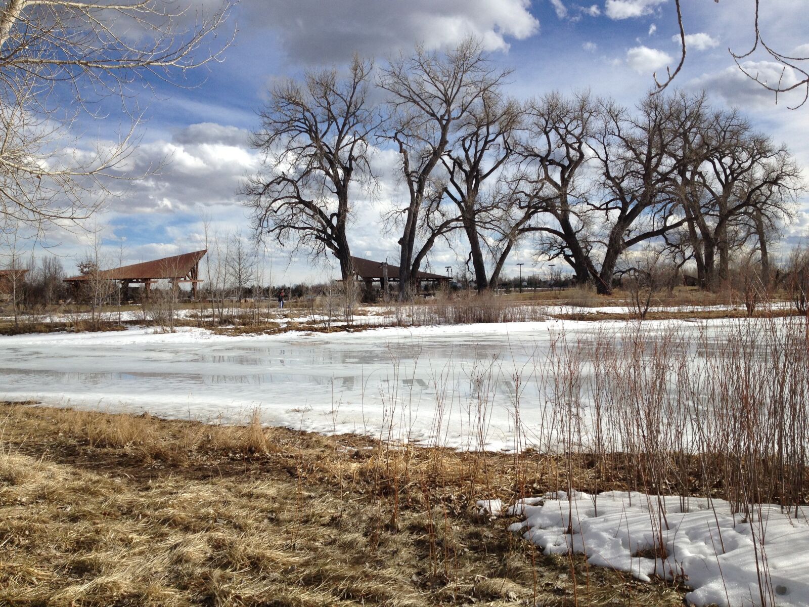 iPhone 4S back camera 4.28mm f/2.4 sample photo. Frozen pond landscape, winter photography