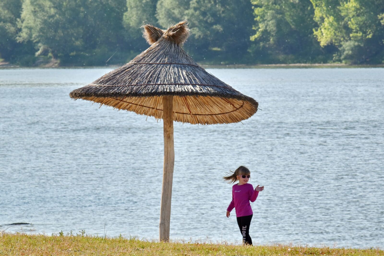 Nikon D5500 sample photo. Beach grass, childhood, parasol photography