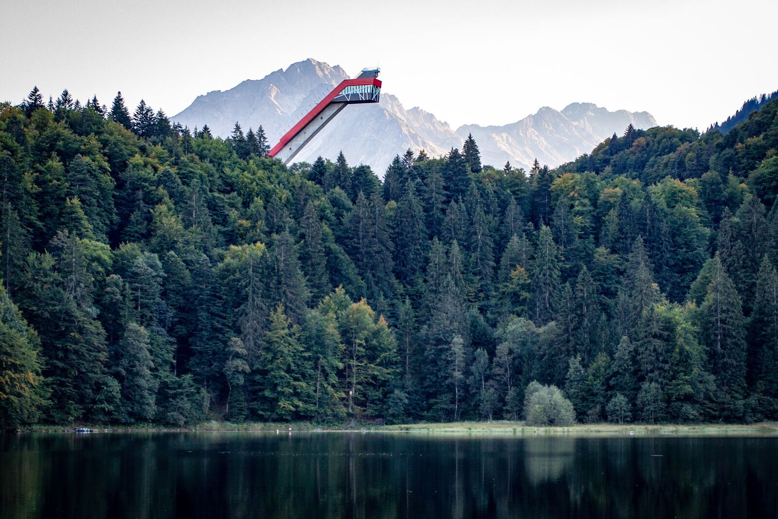 Canon EF 40mm F2.8 STM sample photo. Lake, ski jump, structure photography