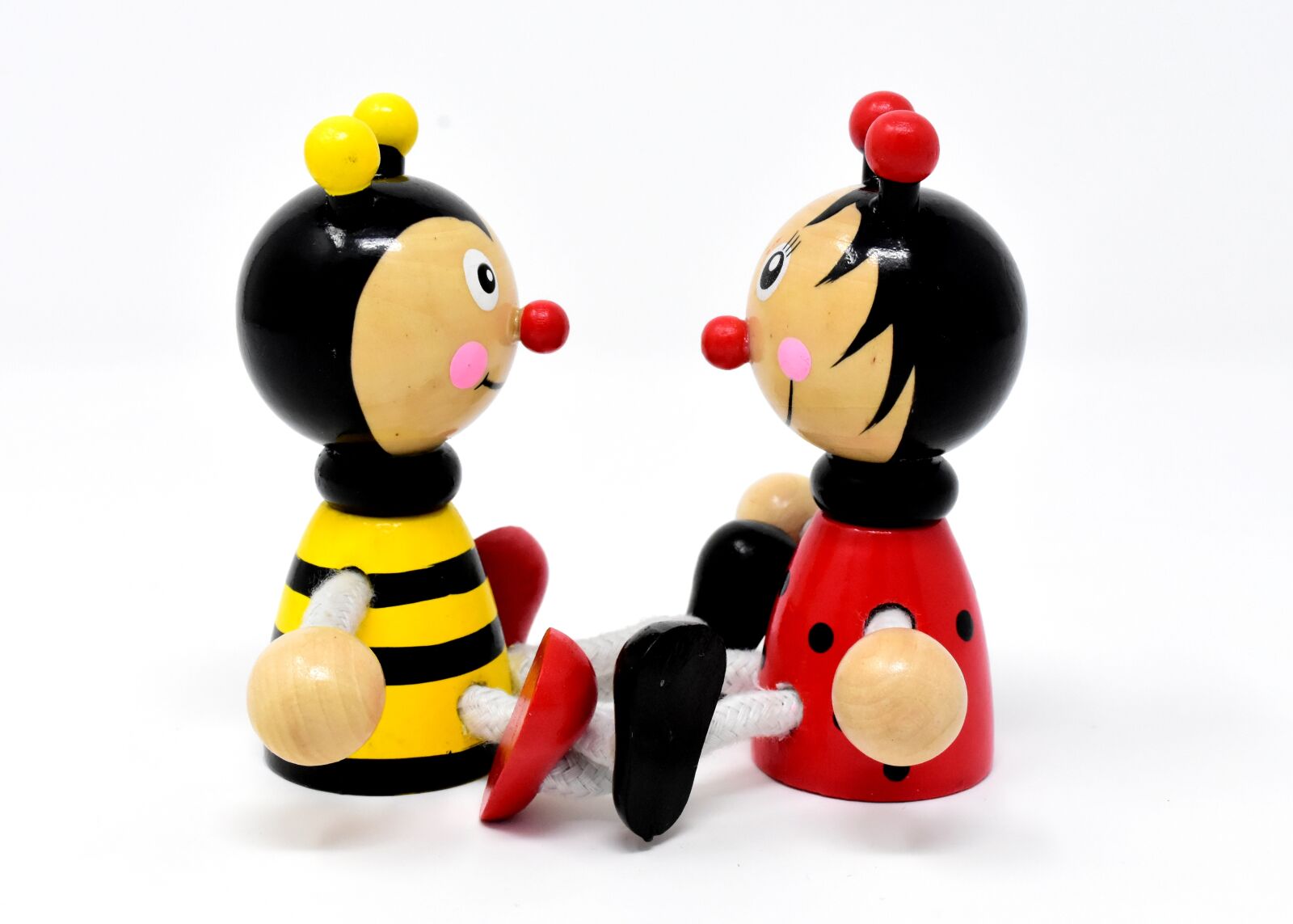 Nikon D7200 sample photo. Wooden figures, bee, ladybug photography