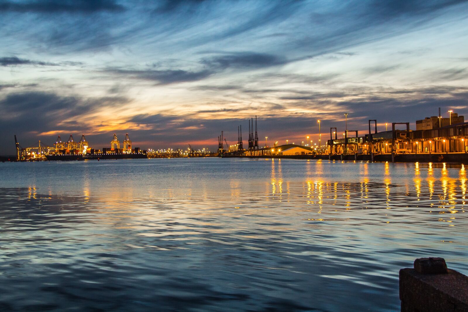 Canon EOS 60D + Canon EF 24-105mm F4L IS USM sample photo. Southampton, port, twilight photography