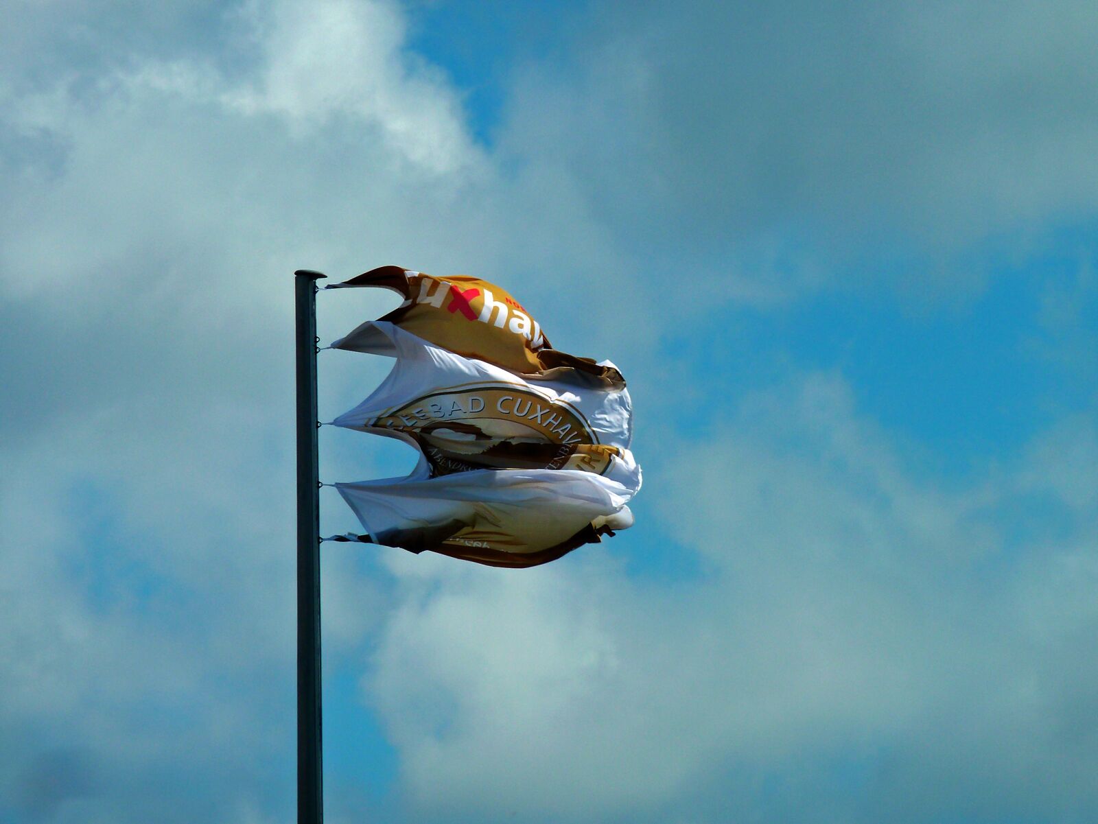 Panasonic DMC-TZ7 sample photo. Flag, forward, strong winds photography