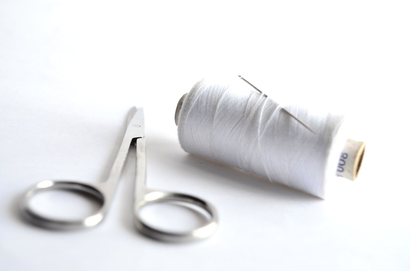 Nikon D5100 sample photo. White, sewing thread, needle photography